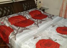 Red Rose Print King Size Bedsheet With Pillow Cover