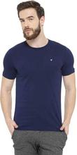 Dark Blue Solid Round Neck T-Shirt For Men (CVT1002)