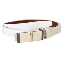 White 3 Line Push Lock Casual Belt For Women- S3003