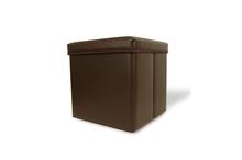 Faux Leather Foldable Storage Ottoman Stool - Brown