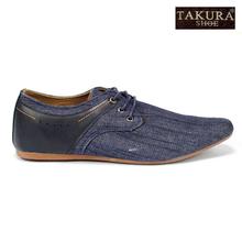 Takura Blue Textured Lace-up Shoes For Men- FY1158