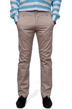 Cream Stretchable Twill Cotton Pants For Men