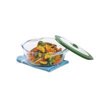 Borosil Round Dish With Green Lid 1 Ltr -1 Pc