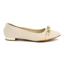 DMK Cream Small Bowed Pump Flat Shoes For Women - 37237