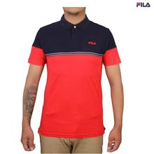 Fila Striped Men Polo Neck  Black/Red T-Shirt-FTM00003