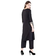 Harshana Women's Rayon Kurta With Palazzo Set, Black