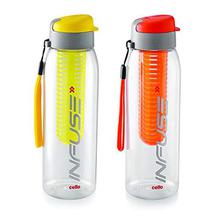 Cello Infuse Plastic Water Bottle Set, 800ml, Set of 2,