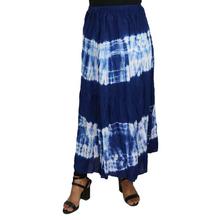 Navy Cotton Printed Long Skirt For Women