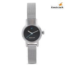 2298SM03 Black Dial Analog Watch For Women- Silver