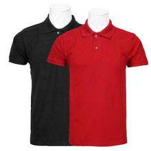 Pack Of 2 100% Cotton Polo T-Shirt For Men - Black/Red