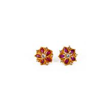 Ruby Flower Stud Earrings