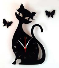 Cute Black Cat Wall Clock