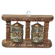 Black/Copper Om Mani Padme Carved Prayer Wheel