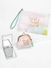 Letter Pattern Makeup Bag & Mirror & Wallet 3pack