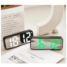 Mirror Digital Alarm Clock Teperature Date Night Mode ℃/℉ Switch Snooze Desk Table Clock 12/24H 2 Time Display LED Clock