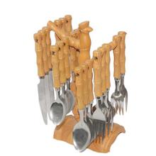 Brown Cutlery Set With Holder