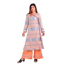 Paislei Ivory digital prited Angrakha Kurti with orange bottom For Women -AW-1920-07