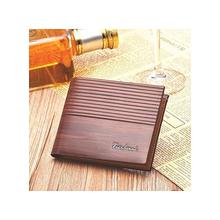 Wood Brown PU Leather Bifold Wallet For Men