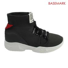 BASEMARK Black Solid Laceup Hightop Sneakers For Women