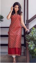 Red Double layer kurti with jari work for women