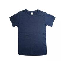 Navy Plain Half Sleeves Tshirt For Boys