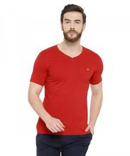 Red Solid V-Neck T-Shirt For Men (CVT1001)