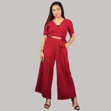 Maroon Two Piece Jumpsuit Set For Women By Nyptra