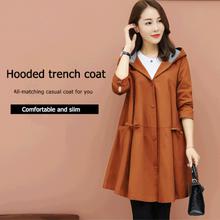 Hooded windbreaker trench coat for women