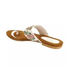 Colorful Elegant Embroidered Slide Sandals For Women-White