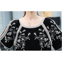 New Spring Summer Embroidery Lace Blouse Flare Sleeve Hollow