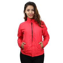 Red Solid Windcheater Jacket For Women