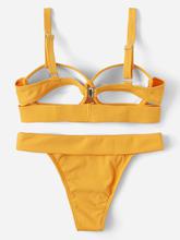 Ribbed Cut-out Underwire Top With Tanga Bikini