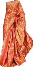 Banarasi Silk Saree/Red Golden/Shawl/Unstitched Blouse For Women