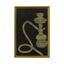 Set Of 6 Black/Brown Bamboo Hookah Design Framed Wall Décor