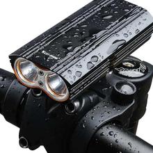 Double Lights Bicycle Torch 6000mAh Battery Headlight USB Charging Waterproof Flashlight Strong Bike Light