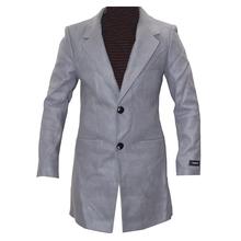 Woolen Long Coat For Men Grey Color Slim Fit