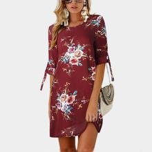 2019 Women Summer Dress Boho Style Floral Print Chiffon