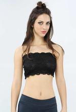 Black Lace Tube Bra With Cup For Women