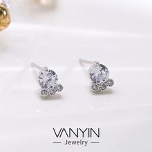 Birthday gift_wanying jewelry diamond zircon earrings s925