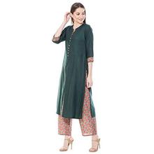 Harshana Women's Rayon Salwar Suit Set, Dark Green