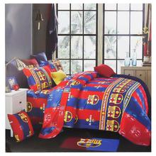 Blue/Red 'Barcelona' Double Bed Sheet With 2 Pillow Covers