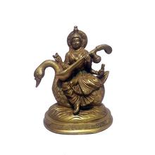 Brass Decorative Saraswati On Swan Statue