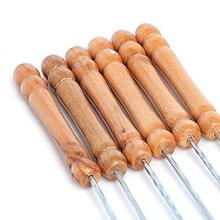 Stainless Steel Barbeque Skewers with Wooden Handle for Barbecue Grill, Barbecue String  BBQ Stick Needles(12 Pcs)