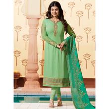 Stylee Lifestyle Green Georgette Embroidered Dress Material - 1882