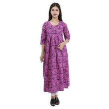 Purple Printed Flare Cotton Umbrella Kurti For Women