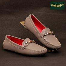 Gallant Gears Grey Blue Leather Loafers For Women - ( 9092-6 )