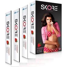 Skore Strawberry Flavoured Condoms 10's Pack of 4