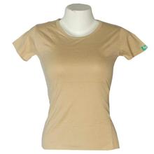 Beige Cotton Solid T-Shirt For Women