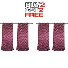 Curtains Buy 2 Get 2 Free [4pcs] [Ring Design] -Maroon