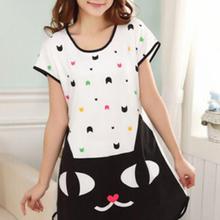 TOP nightgown women Cartoon Polka Dot Sleepwear Short Sleeve